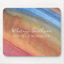 名前の追加シンプル抽象芸術茶色と青の水色 マウスパッド