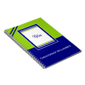 名前の追加ストライプ青と緑 ノートブック (右側)