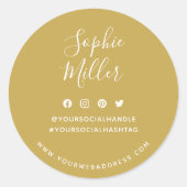 名前の追加ソーシャルメディアカスタムブランディング ラウンドシール (正面)