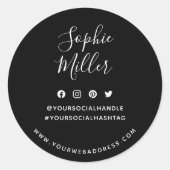 名前の追加ソーシャルメディアカスタムブランディング ラウンドシール (正面)