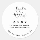 名前の追加ソーシャルメディアブランディング ラウンドシール (正面)