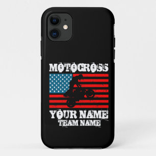 名前の追加チーム名etc MOTOCROSSライダーUSAフラグ iPhone 11 ケース
