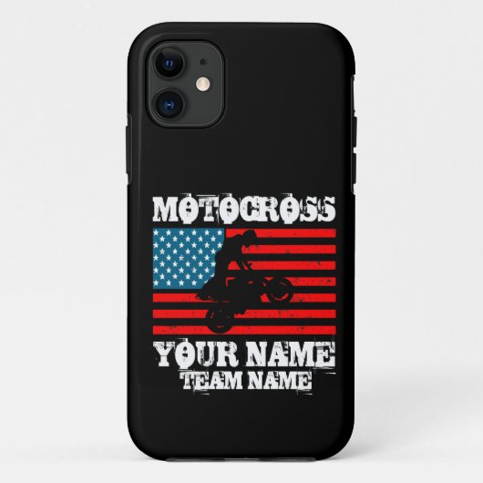 名前の追加チーム名etc MOTOCROSSライダーUSAフラグ Case-Mate iPhoneケース (裏面)