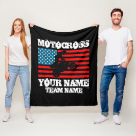 名前の追加チーム名etc MOTOCROSS Rider USAフラグD フリースブランケット