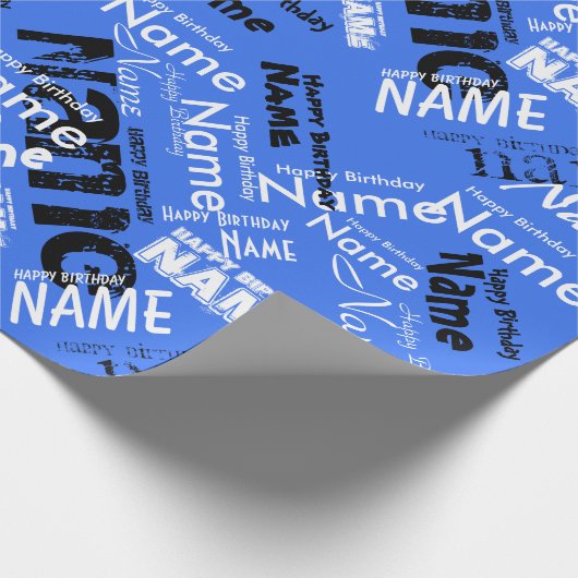 名前の追加ハッピーバースデーの折り返し紙 ラッピングペーパー (角)