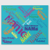名前の追加ハッピーバースデーの折り返し紙 ラッピングペーパー (フラット)