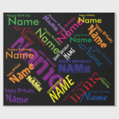 名前の追加ハッピーバースデーの折り返し紙 ラッピングペーパー (フラット)