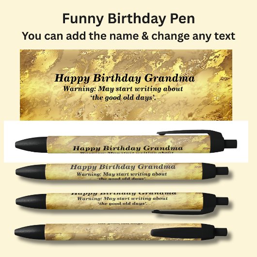 名前の追加ハッピーバースデー&警告のメッセージ 黒ボールペン