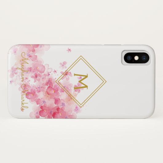 名前の追加パーソナライズされたモダンシンプルフローラ Case-Mate iPhoneケース (裏面(横))