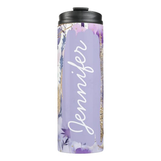 名前の追加パープルバタフライカスタムギフト タンブラー (正面)