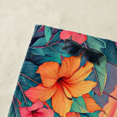 名前の追加ビーチサンセットフラミンゴズトロピカルフラワー ビーチタオル (インサイチュ)