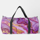 名前の追加ピンクパープル金ゴールドマーブル ダッフルバッグ (正面)