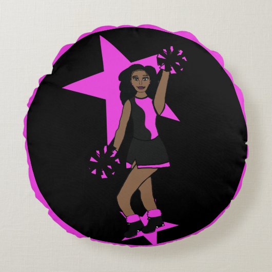 名前の追加ピンク応援#1 ラウンドクッション (正面)