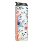 名前の追加ピーチと青のフローラカスタムギフト タンブラー (回転右)