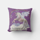 名前の追加ファンタジーユニコーンホームデコール枕 クッション (正面)