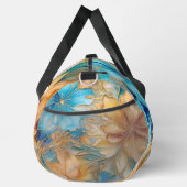 名前の追加フラワーアクア&金ゴールドフローラ抽象芸術 ダッフルバッグ (右)