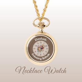 名前の追加フローラの内向き孤独ブラウン 腕時計