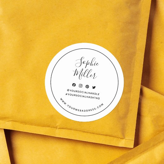 名前の追加ブラックソーシャル縁どメディアブランディング ラウンドシール