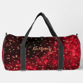 名前の追加ブラックレッドと金ゴールド星銀河系 ダッフルバッグ (正面)