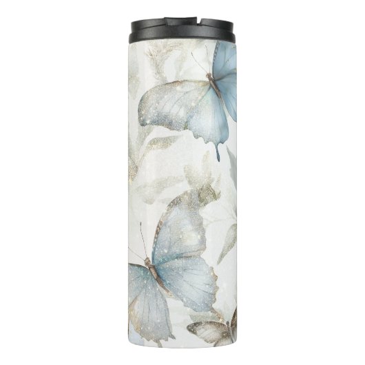 名前の追加ブルーバタフライカスタムギフト タンブラー (裏面)