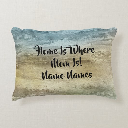 名前の追加ホームお母さんがいる場所！マザーズ・ブルーブラウン アクセントクッション (正面)