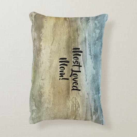 名前の追加ホームお母さんがいる場所！マザーズ・ブルーブラウン アクセントクッション (裏面(縦))