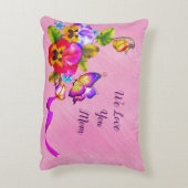 名前の追加ホームお母さんがいる場所！紫色のピンク アクセントクッション (裏面(縦))