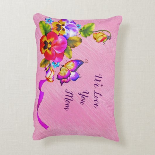 名前の追加ホームお母さんがいる場所！紫色のピンク アクセントクッション (裏面(縦))