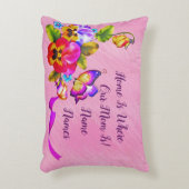 名前の追加ホームお母さんがいる場所！紫色のピンク アクセントクッション (正面(垂直))