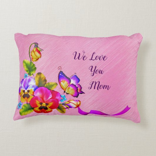 名前の追加ホームお母さんがいる場所！紫色のピンク アクセントクッション (裏面)