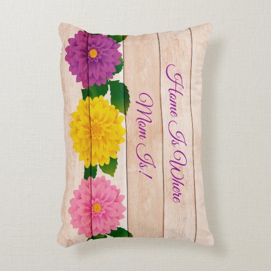 名前の追加ホームはMomがウッドピンクフローラ アクセントクッション (正面(垂直))