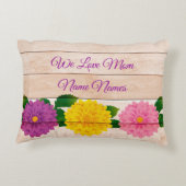 名前の追加ホームはMomがウッドピンクフローラ アクセントクッション (裏面)