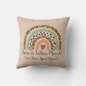 名前の追加ホーム場所Mom Leopard Rainbow Beige クッション (裏面)