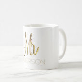 名前の追加ミスター金ゴールドエレガントタイポグラフィ コーヒーマグカップ (正面右)