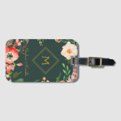 名前の追加モダンパーソナライズされたエレガントフローラ金ゴールド ラゲッジタグ (正面横)