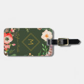 名前の追加モダンパーソナライズされたエレガントフローラ金ゴールド ラゲッジタグ (正面横)