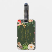 名前の追加モダンパーソナライズされたエレガントフローラ金ゴールド ラゲッジタグ (裏面縦)