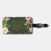 名前の追加モダンパーソナライズされたエレガントフローラ金ゴールド ラゲッジタグ (裏面横)