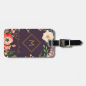 名前の追加モダンパーソナライズされたエレガントフローラ金ゴールド ラゲッジタグ (正面横)