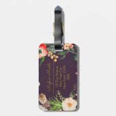 名前の追加モダンパーソナライズされたエレガントフローラ金ゴールド ラゲッジタグ (裏面縦)