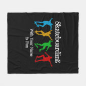 名前の追加変更すべての文字スケートボード姿 フリースブランケット (正面(横))