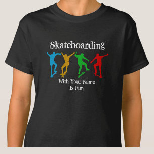 名前の追加変更すべての文字スケートボード姿 Tシャツ