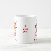 名前の追加引用文、赤い火ドラゴンバレンタインデー コーヒーマグカップ (中央)