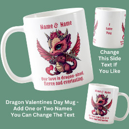 名前の追加引用文, Red Dragon Valentines Day コーヒーマグカップ