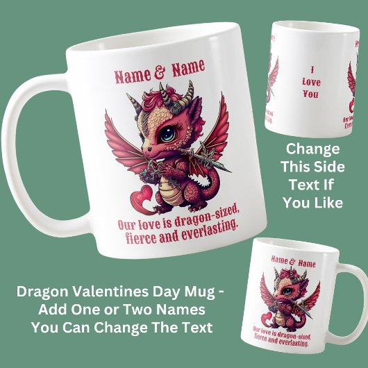 名前の追加引用文, Red Dragon Valentines Day コーヒーマグカップ