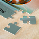 名前の追加文字ジンジャーキャットシンガーサングラスハット ジグソーパズル (側面)