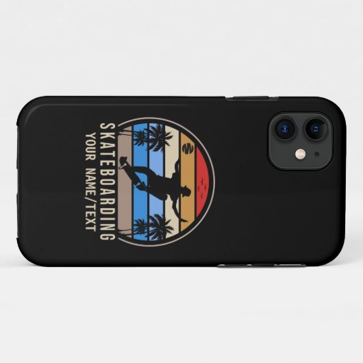 名前の追加文字スケートボードレトロヴィンテージサンセット Case-Mate iPhoneケース (裏面(横))