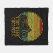 名前の追加文字チョッパーバイクレトロサンセット フリースブランケット (正面(横))