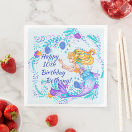 名前の追加文字ブロンドMermaid Blue Mauve Aquaパーティー