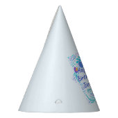 名前の追加文字ブロンドMermaid Blue Mauve Aquaパーティー パーティーハット (左)